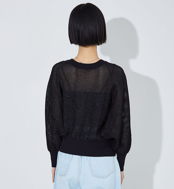 NOMINE「ラメメッシュ２WAY ZIPニットブルゾン」|カーディガン|