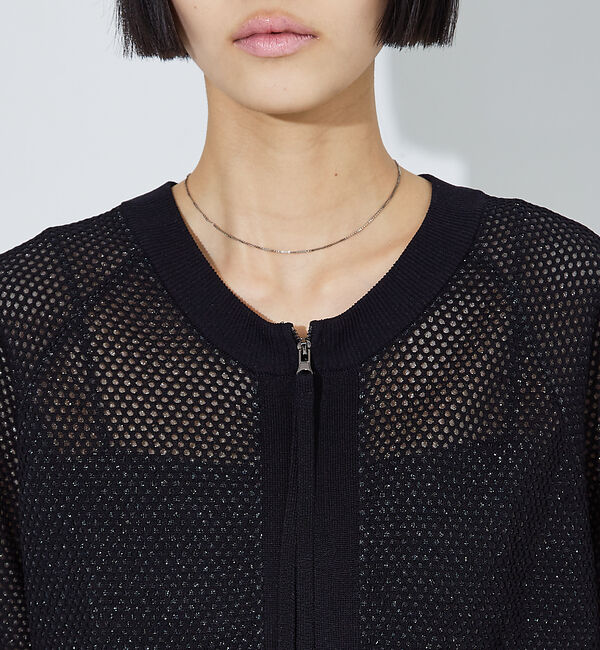 NOMINE「ラメメッシュ２WAY ZIPニットブルゾン」|カーディガン|