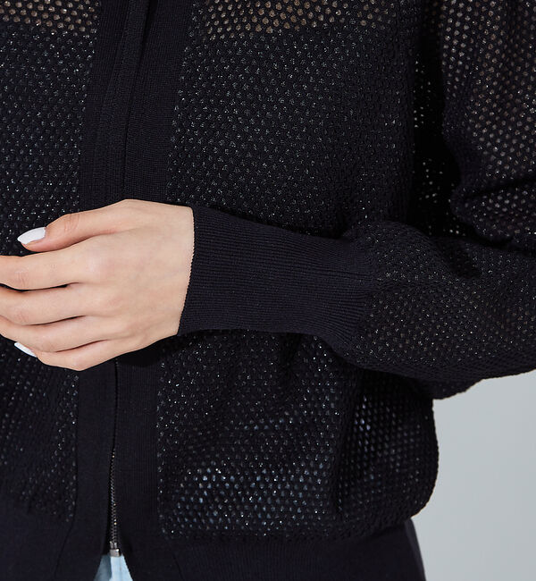 NOMINE「ラメメッシュ２WAY ZIPニットブルゾン」|カーディガン|