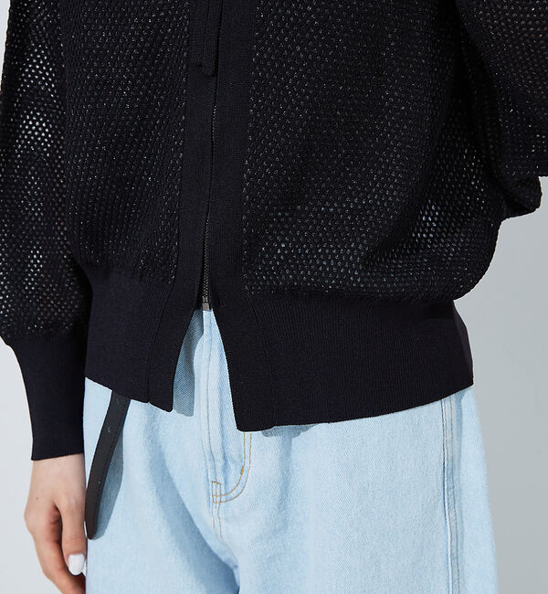 NOMINE「ラメメッシュ２WAY ZIPニットブルゾン」|カーディガン|