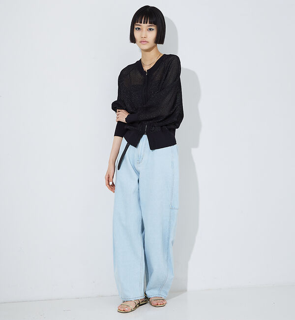 NOMINE「ラメメッシュ２WAY ZIPニットブルゾン」|カーディガン|