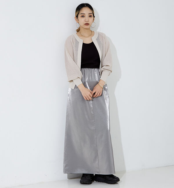 NOMINE「ラメメッシュ２WAY ZIPニットブルゾン」|カーディガン|