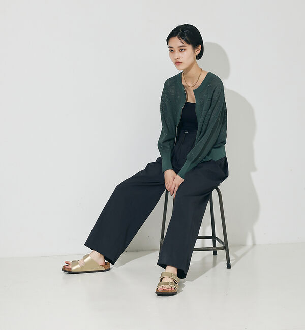 NOMINE「ラメメッシュ２WAY ZIPニットブルゾン」|カーディガン|