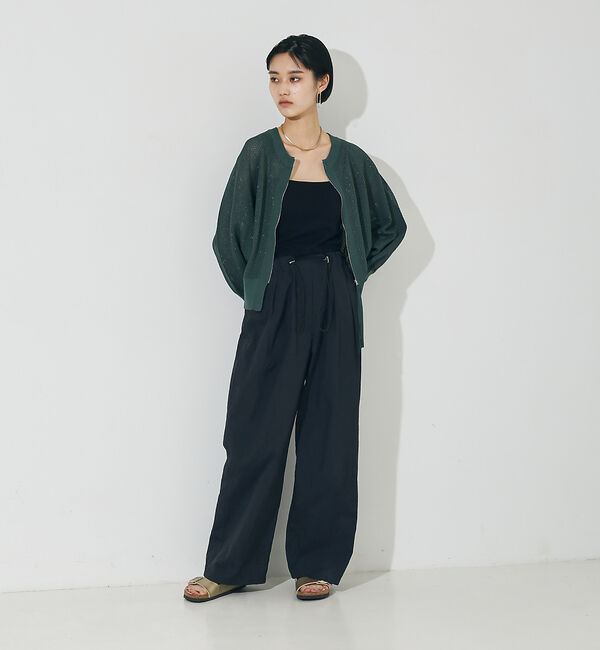 NOMINE「ラメメッシュ２WAY ZIPニットブルゾン」|カーディガン|