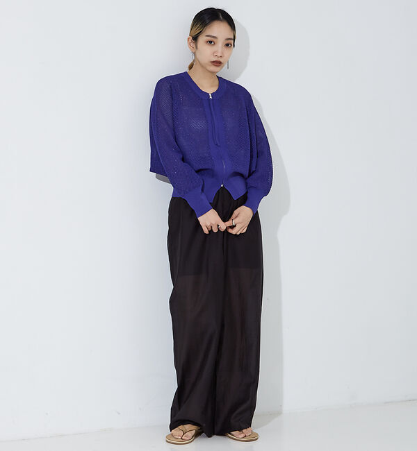 NOMINE「ラメメッシュ２WAY ZIPニットブルゾン」|カーディガン|