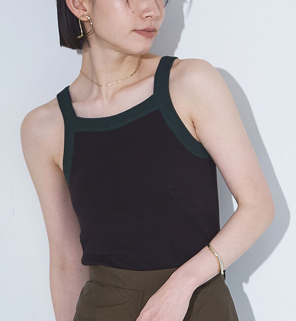 NOMINE「カップインアメスリニットタンク」|キャミソール|ダークグリーン