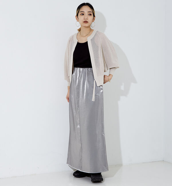 NOMINE「【セットアップ着用可】前後２WAYサテンロングスカート」|スカート|