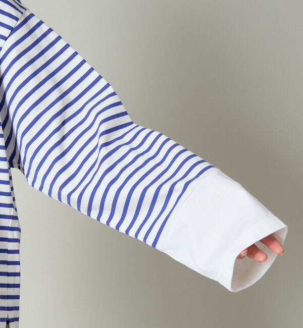 Liesse「後ろVあき袖切り替えボーダートップス」|Tシャツ・カットソー|