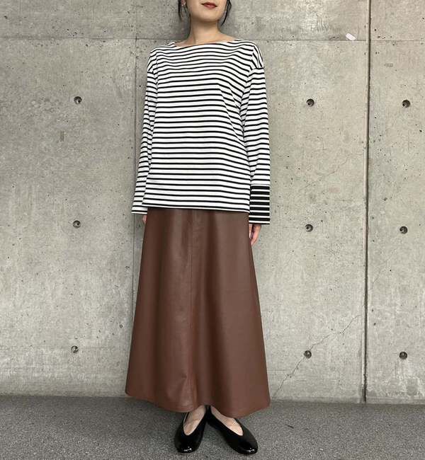 Liesse「後ろVあき袖切り替えボーダートップス」|Tシャツ・カットソー|