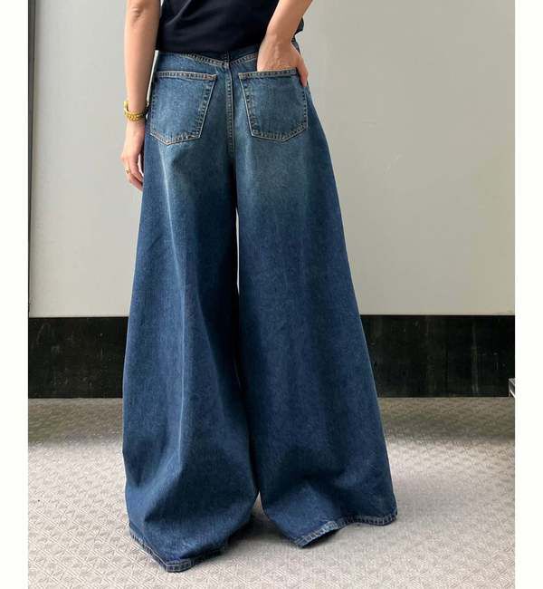 A_「【HAIKURE/ハイクル】BIG BETHANY INTENSE BLUE ASIAN FITワイドシルエットデニムパンツ」|デニム|