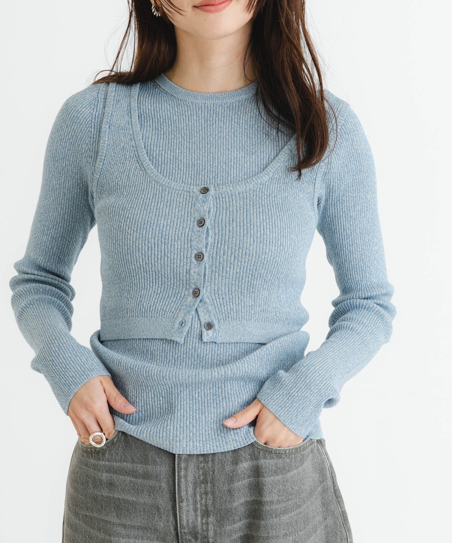 URBAN RESEARCH「『UR TECH』メランジコットンクルーネックニット」|ニット・セーター|