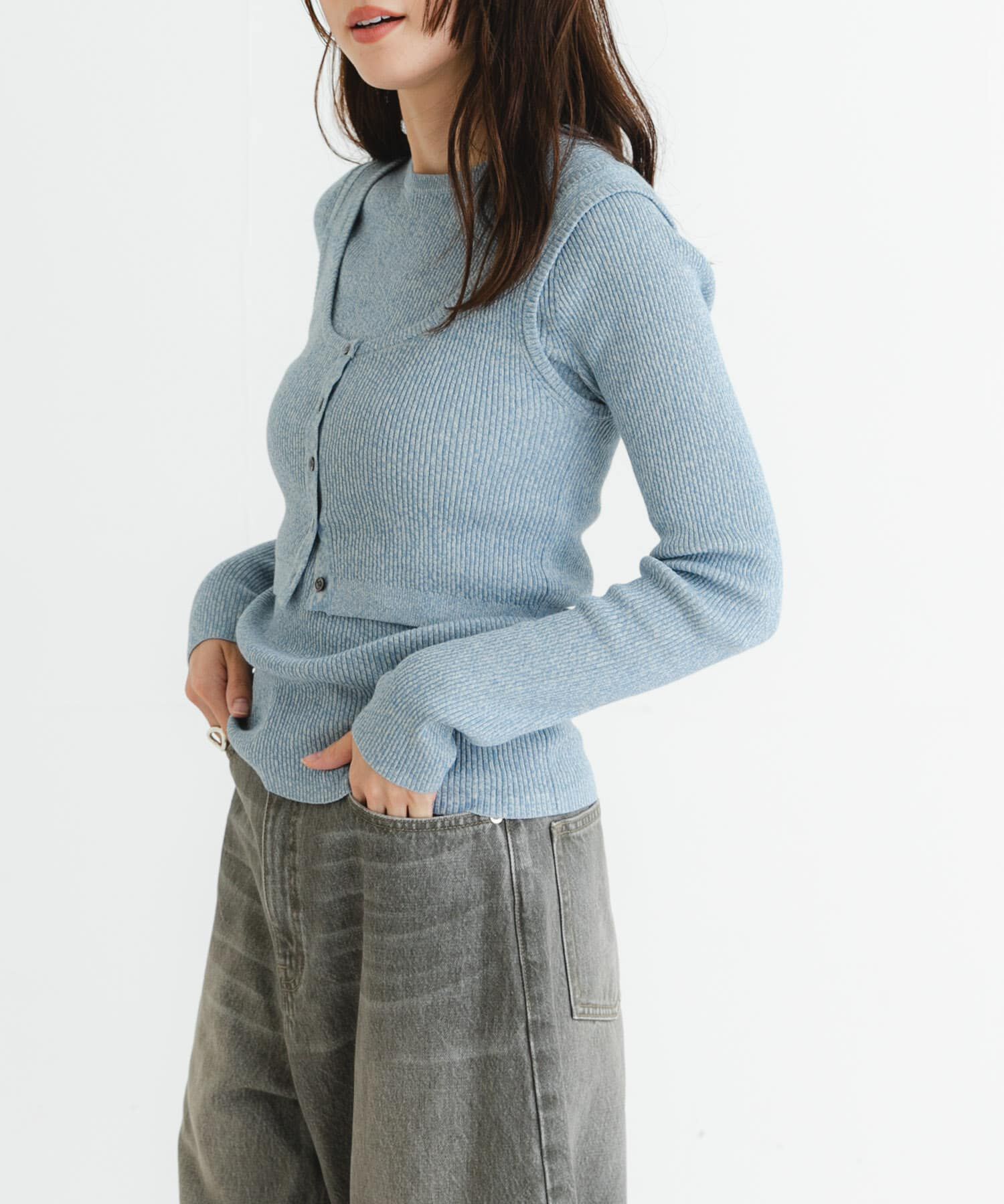 URBAN RESEARCH「『UR TECH』メランジコットンクルーネックニット」|ニット・セーター|