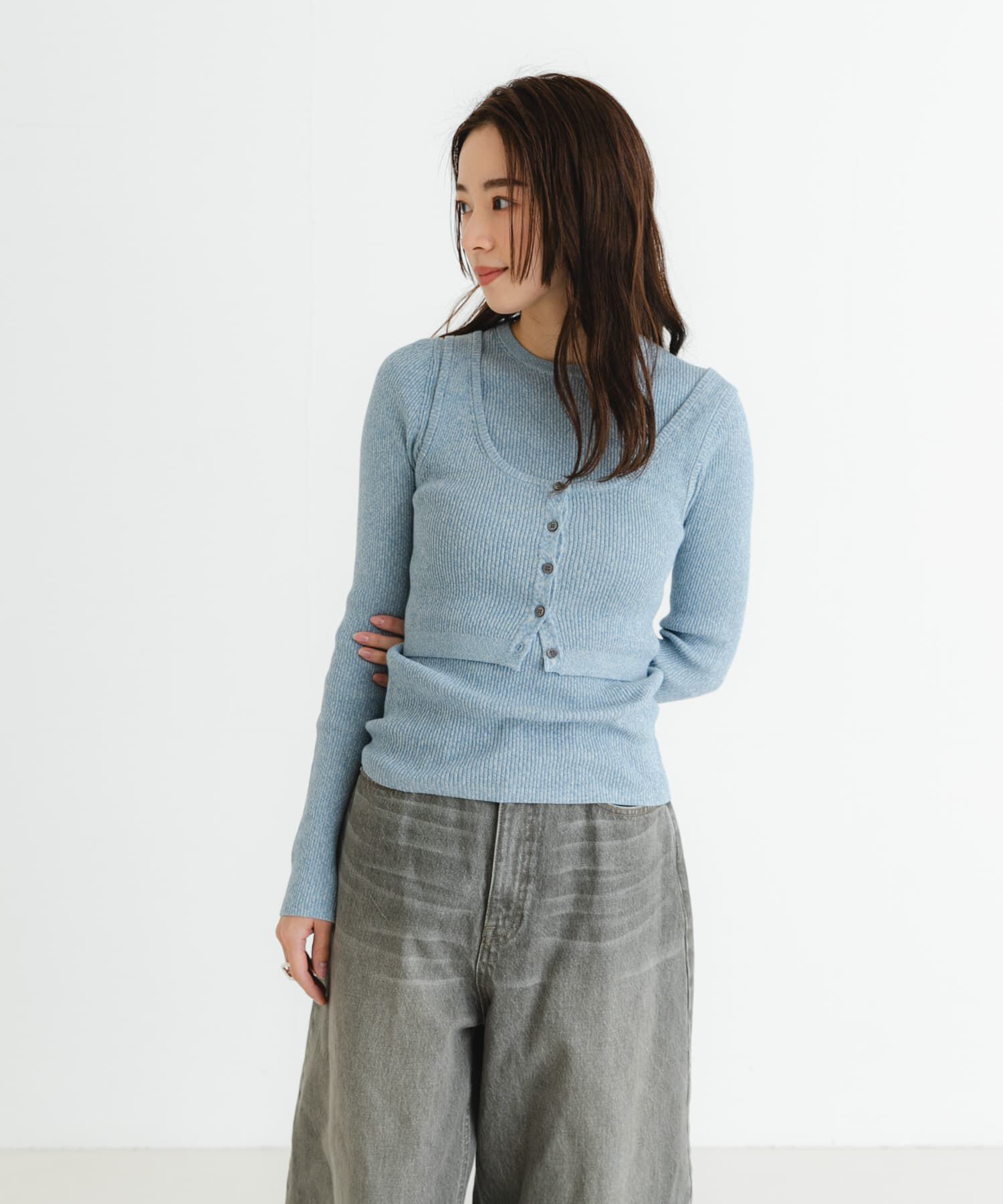 URBAN RESEARCH「『UR TECH』メランジコットンクルーネックニット」|ニット・セーター|