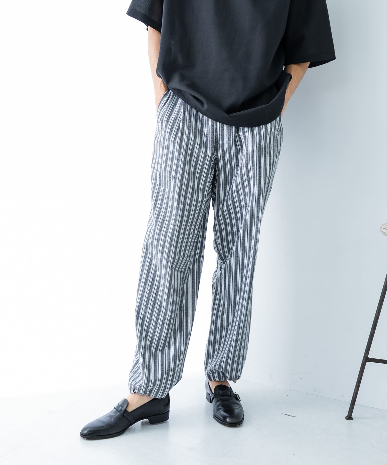 URBAN RESEARCH「ストライプイージーパンツ」|その他|ブラック