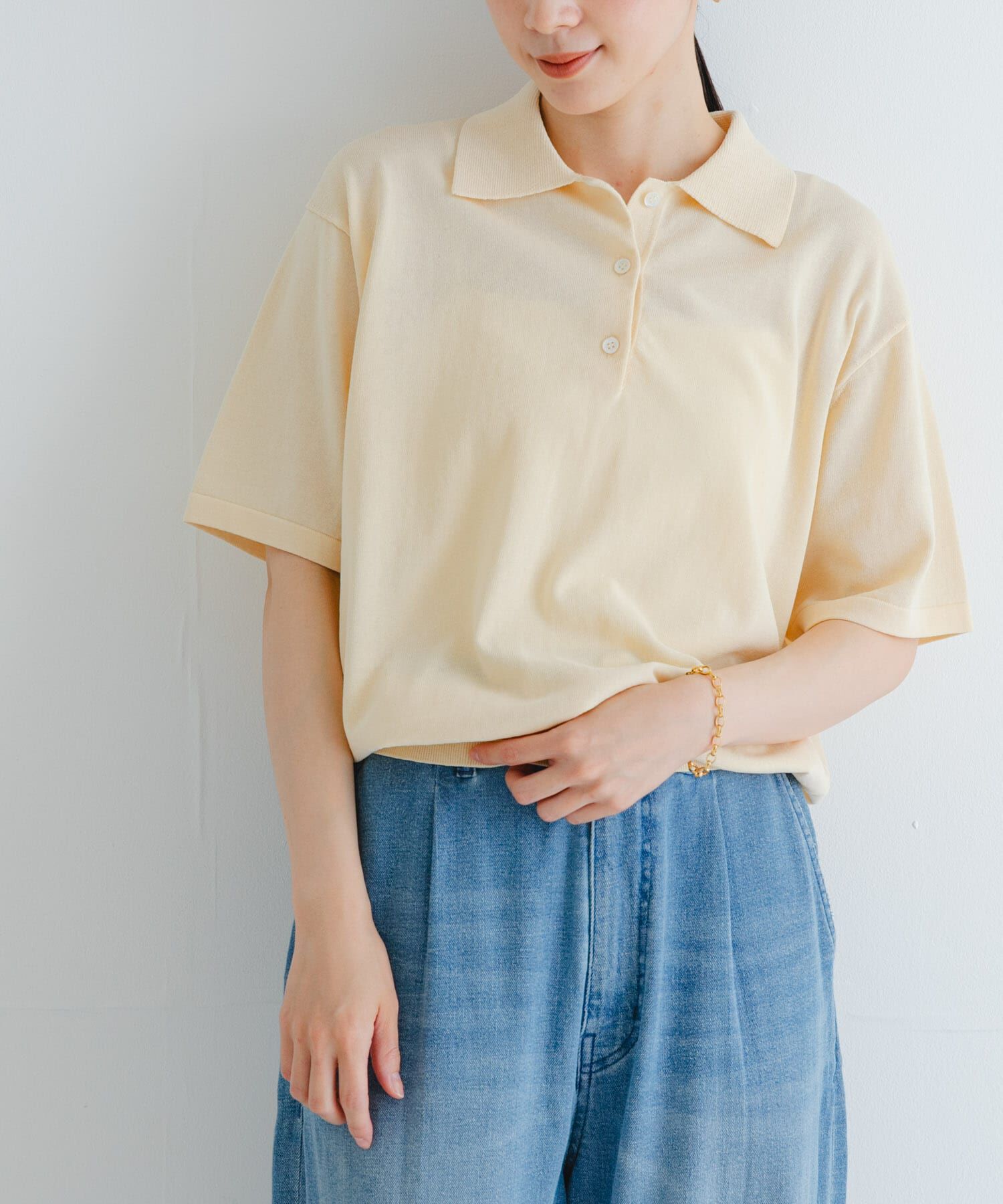 URBAN RESEARCH「シャツカラーハーフスリーブニット」|ニット・セーター|