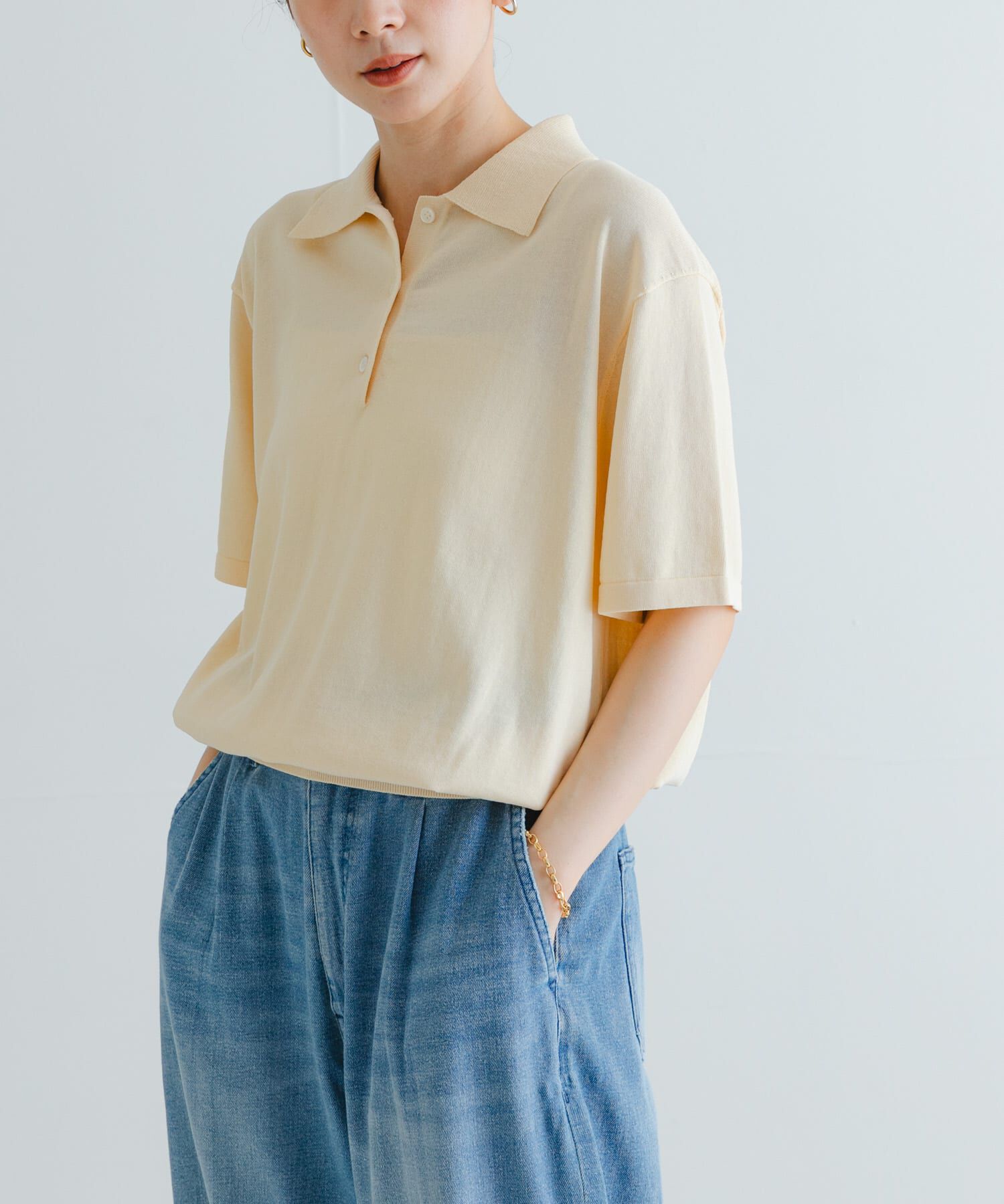 URBAN RESEARCH「シャツカラーハーフスリーブニット」|ニット・セーター|