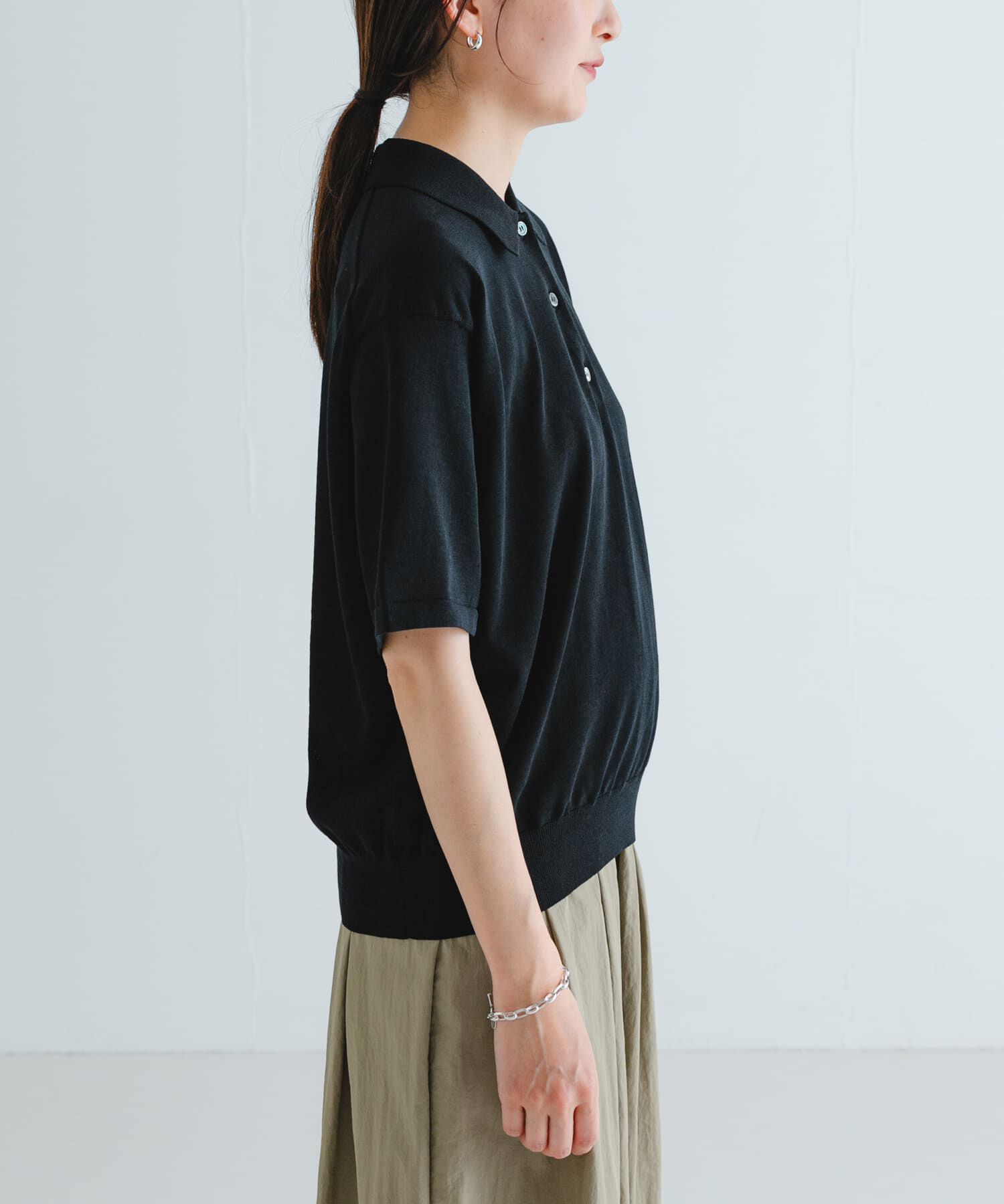 URBAN RESEARCH「シャツカラーハーフスリーブニット」|ニット・セーター|