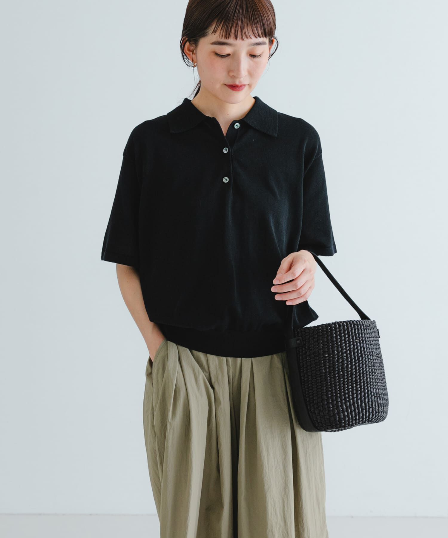 URBAN RESEARCH「シャツカラーハーフスリーブニット」|ニット・セーター|