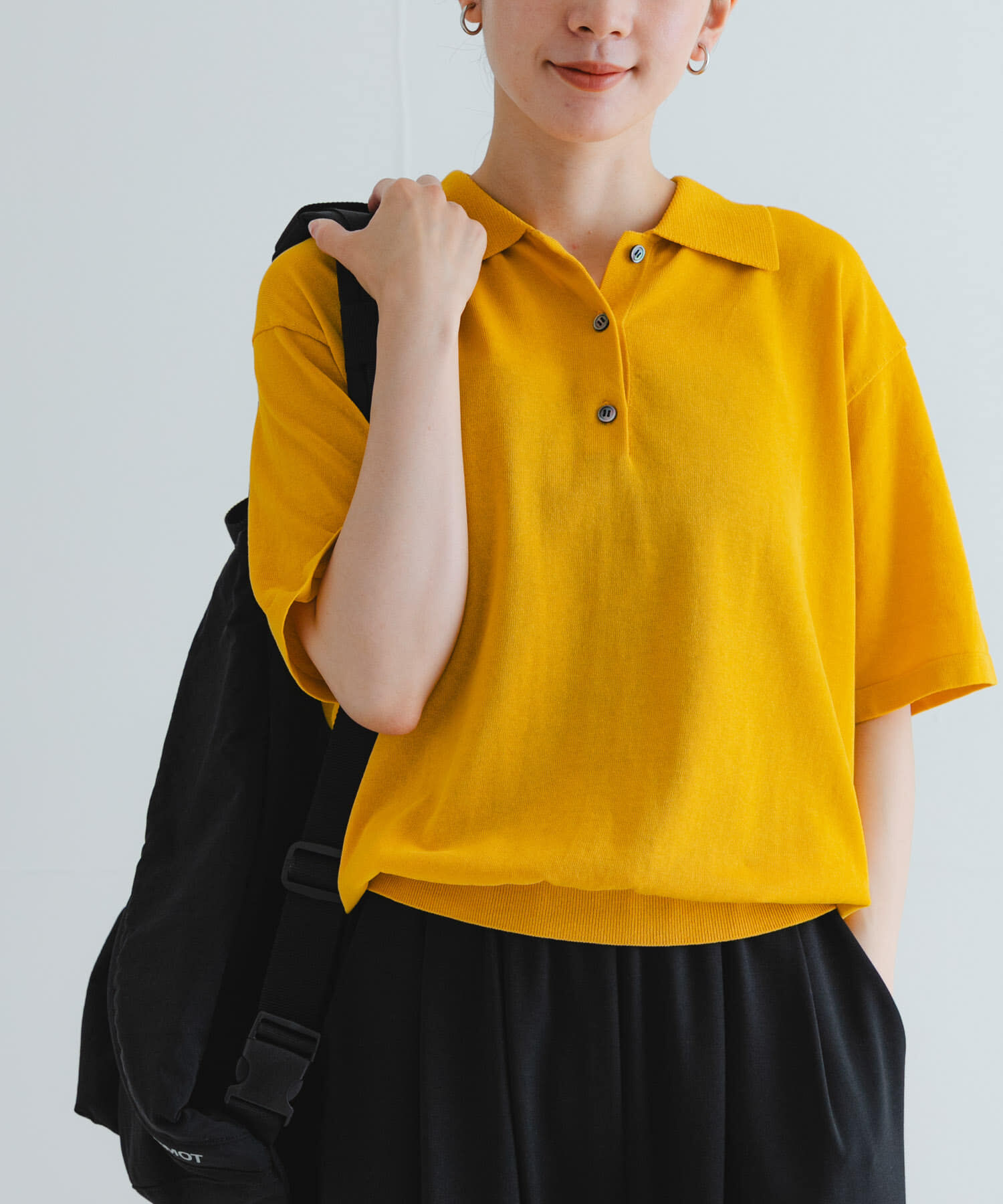 URBAN RESEARCH「シャツカラーハーフスリーブニット」|ニット・セーター|イエロー