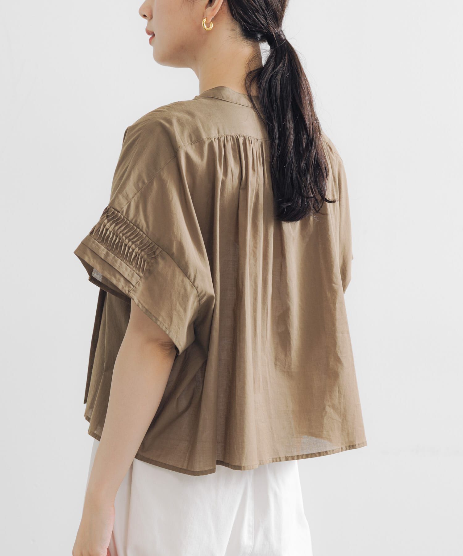 URBAN RESEARCH「ハーフスリーブタックショートシャツ」|シャツ・ブラウス|グリーン系その他