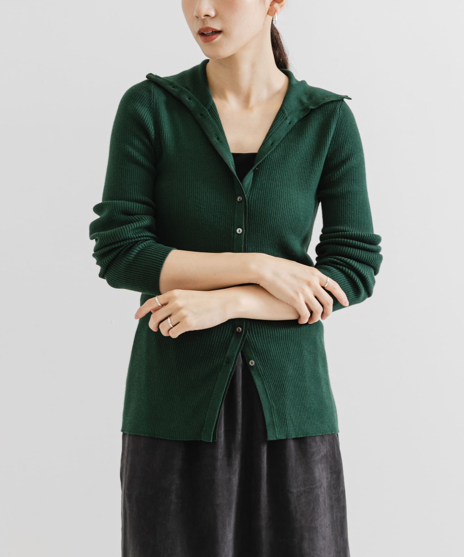 URBAN RESEARCH「『UR TECH』2WAYリブニット」|ニット・セーター|グリーン