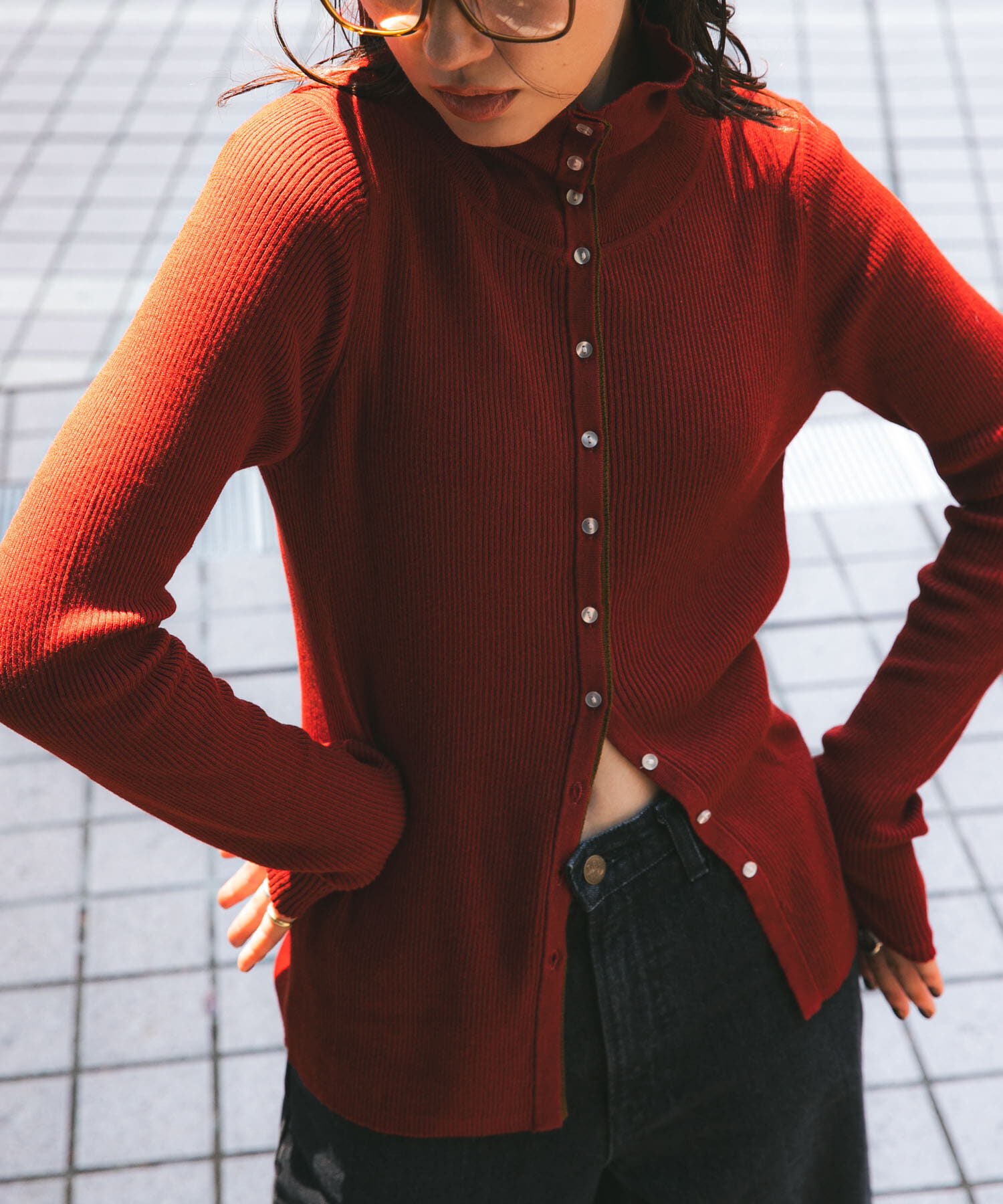 URBAN RESEARCH「『UR TECH』2WAYリブニット」|ニット・セーター|レッド系その他