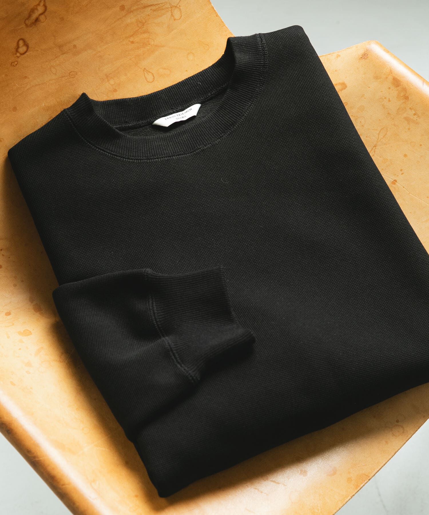 URBAN RESEARCH DOORS「ワッフルフリースクルーネックプルオーバー」|Tシャツ・カットソー|ブラック