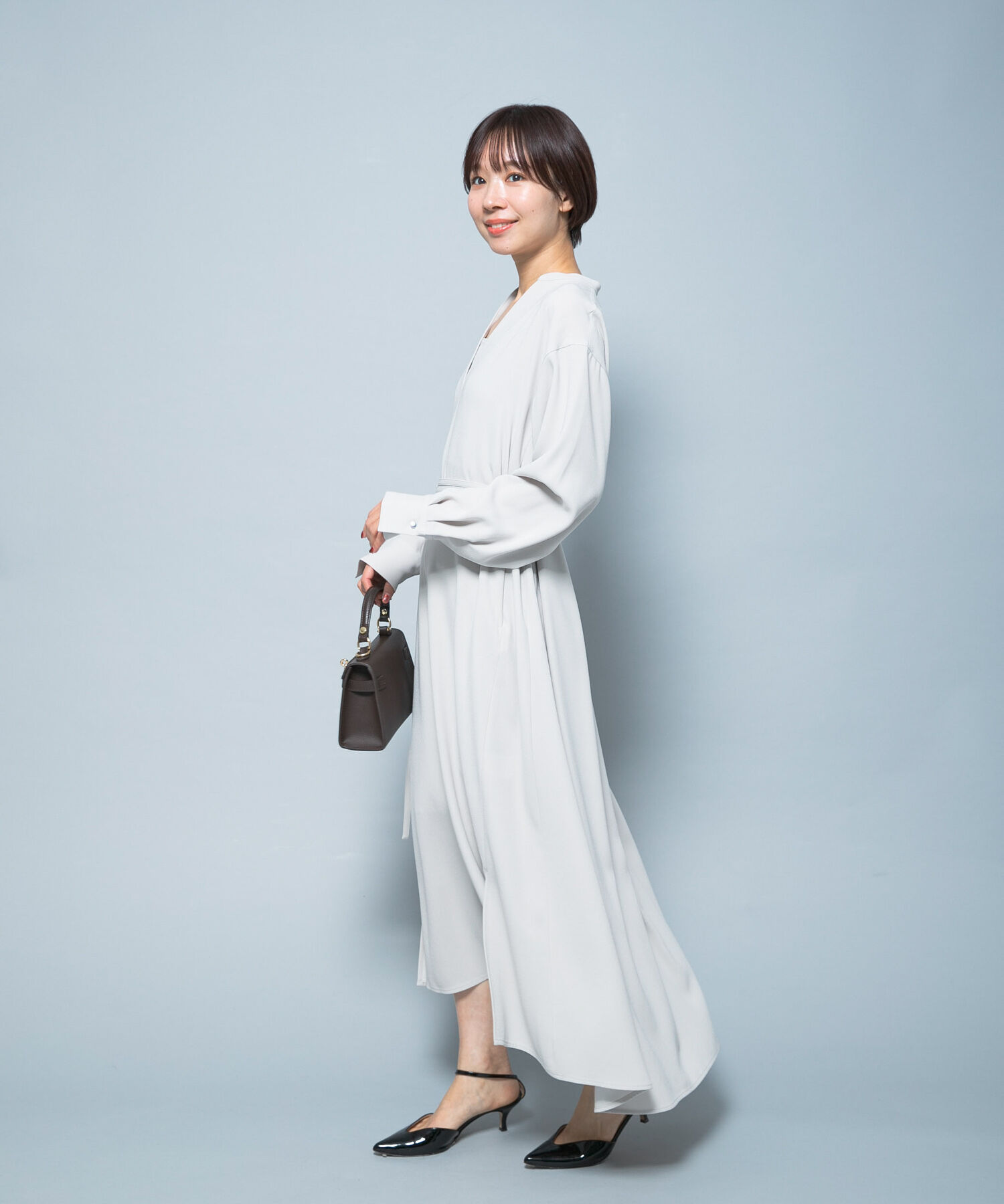 URBAN RESEARCH ROSSO「トリアセテート混Vネックワンピース」|ワンピース|ライトベージュ