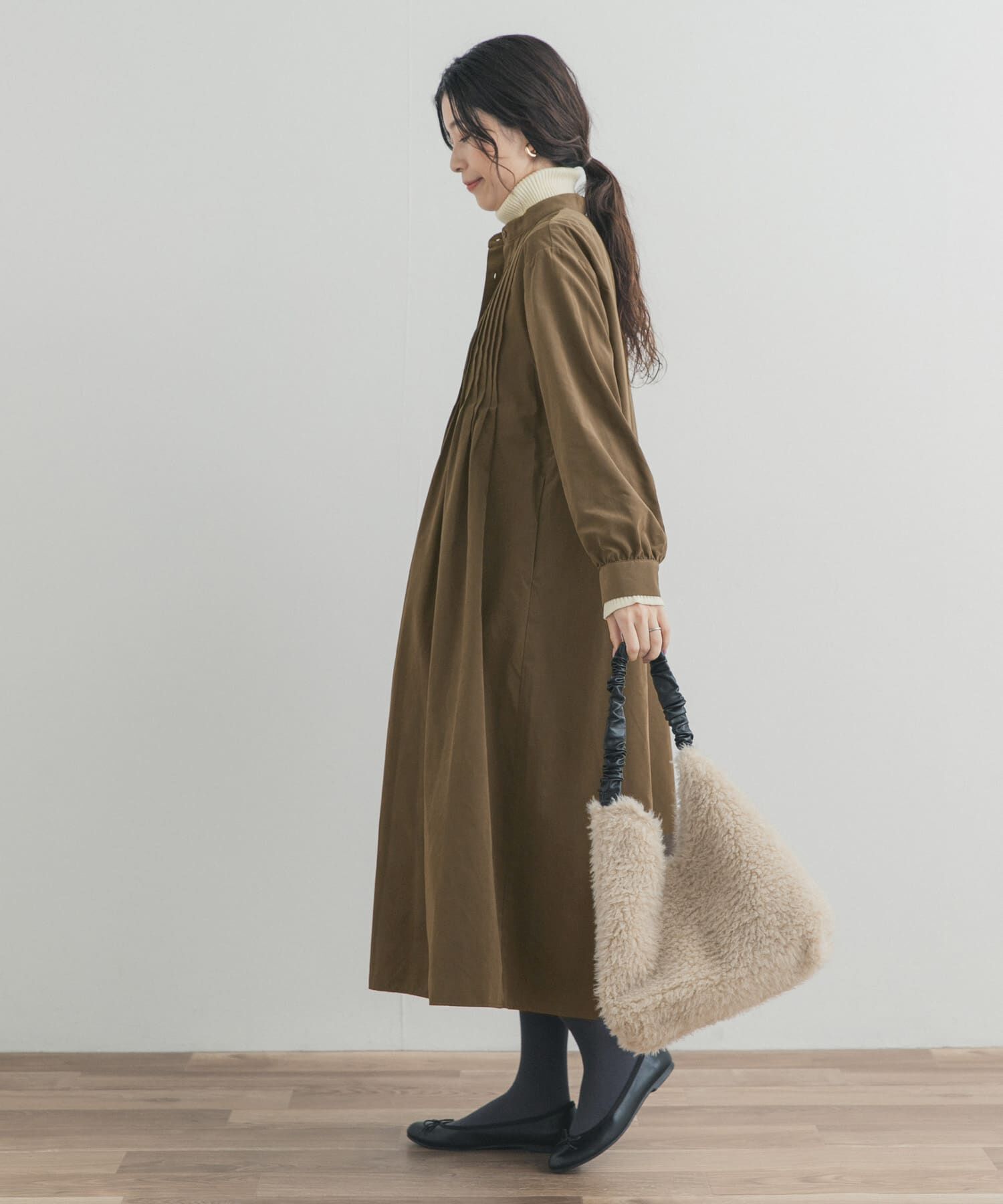 URBAN RESEARCH DOORS「ピーチタッチピンタックワンピース」|ワンピース|