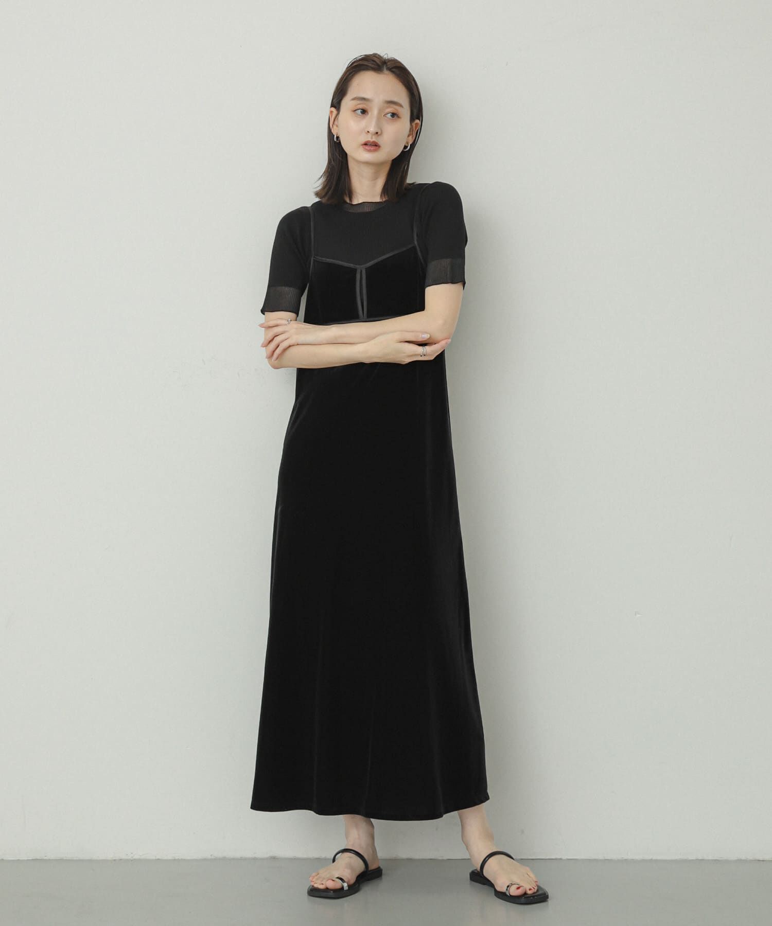 SENSE OF PLACE by URBAN RESEARCH「フロントスリットベロアキャミワンピース」|ワンピース|