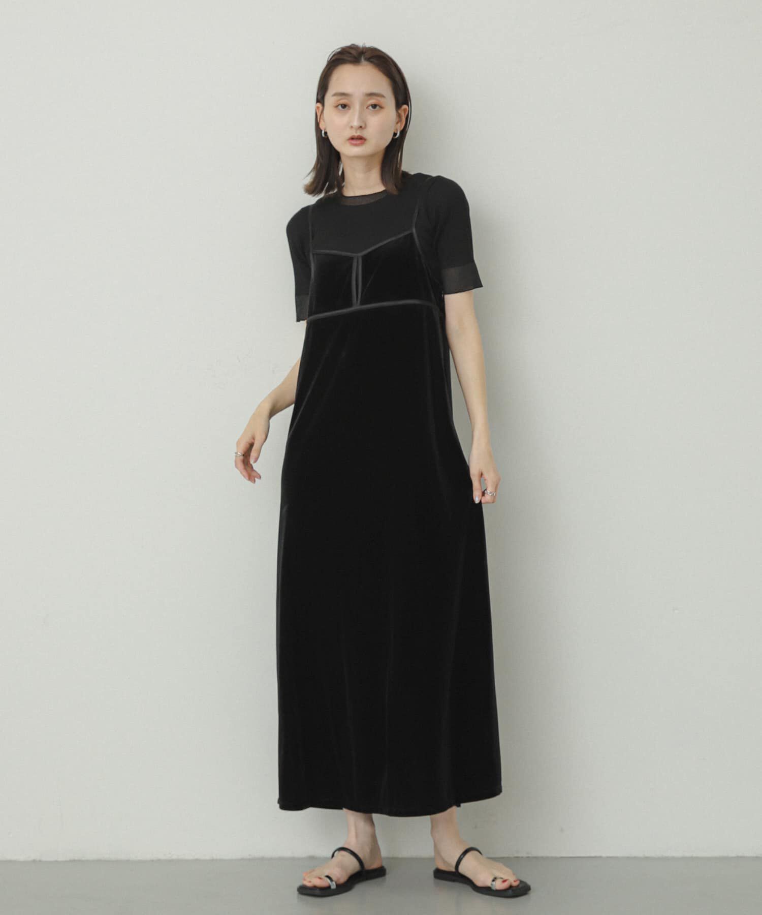 SENSE OF PLACE by URBAN RESEARCH「フロントスリットベロアキャミワンピース」|ワンピース|