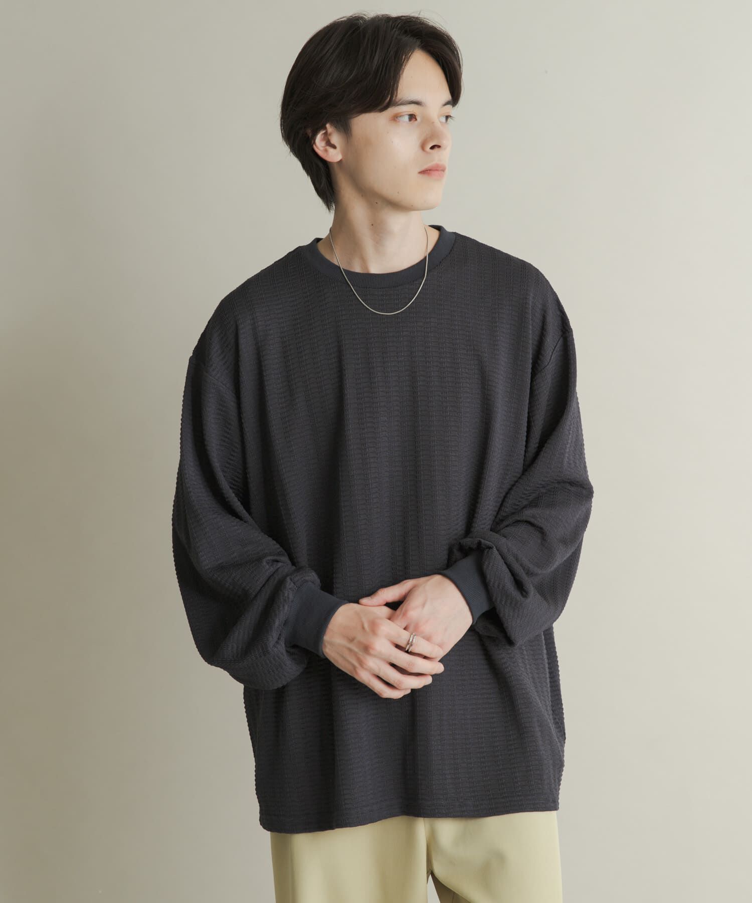SENSE OF PLACE by URBAN RESEARCH「ライトワッフルクルーネックロングTシャツ」|Tシャツ・カットソー|