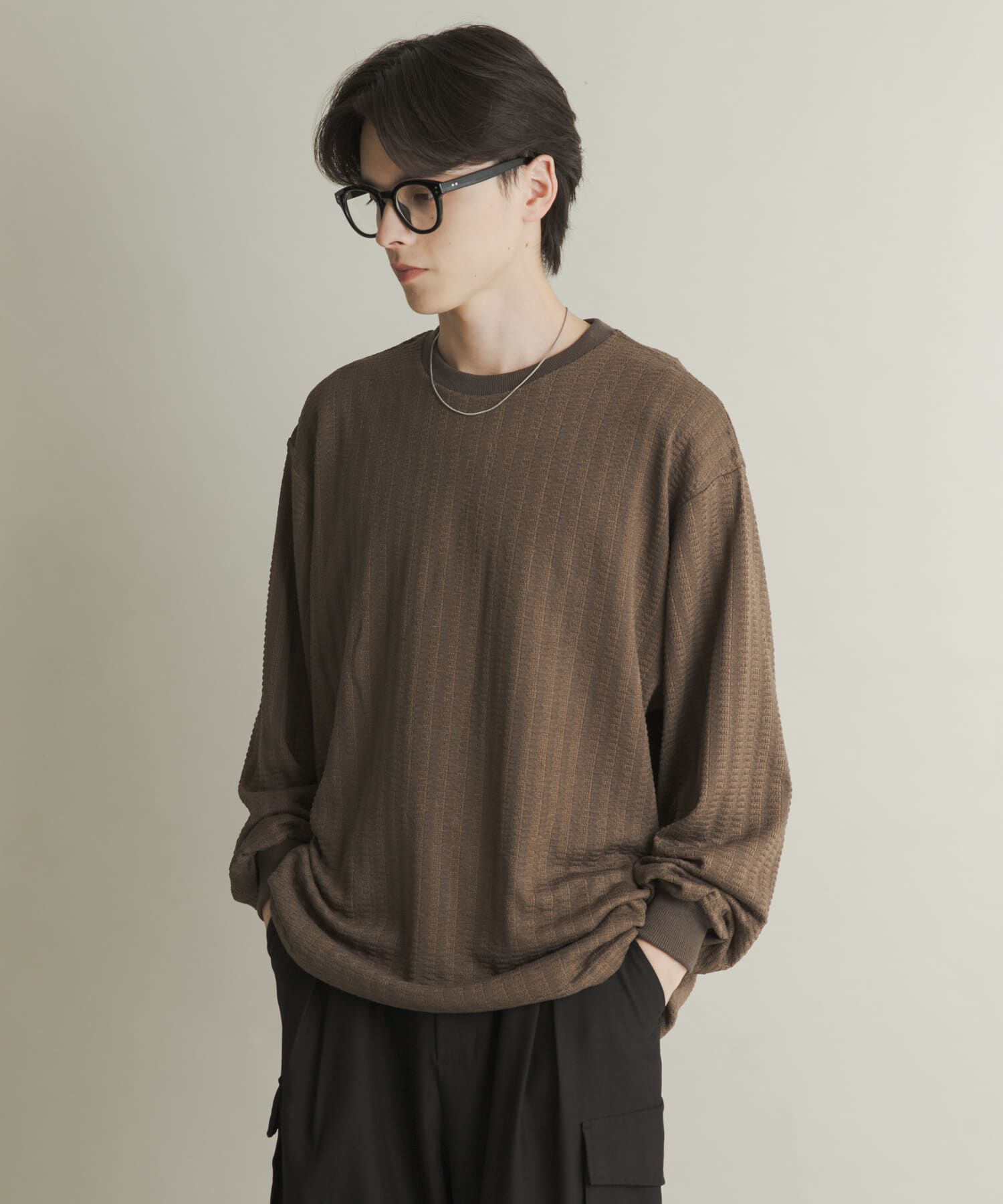 SENSE OF PLACE by URBAN RESEARCH「ライトワッフルクルーネックロングTシャツ」|Tシャツ・カットソー|