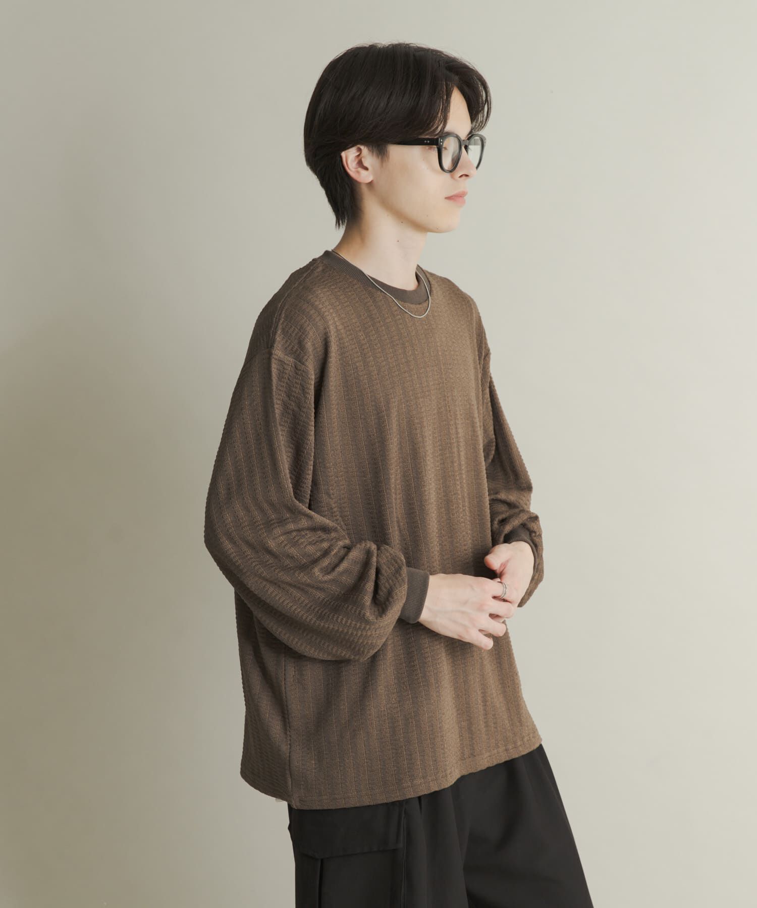 SENSE OF PLACE by URBAN RESEARCH「ライトワッフルクルーネックロングTシャツ」|Tシャツ・カットソー|