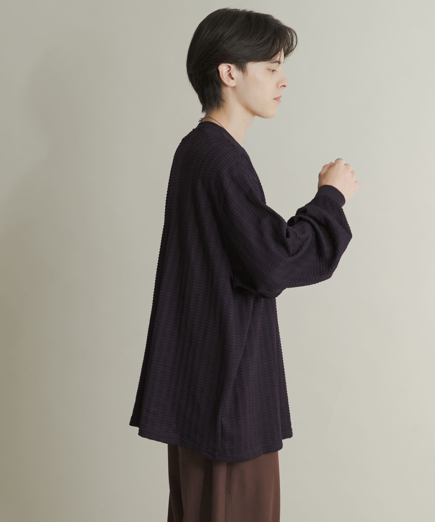 SENSE OF PLACE by URBAN RESEARCH「ライトワッフルクルーネックロングTシャツ」|Tシャツ・カットソー|パープル