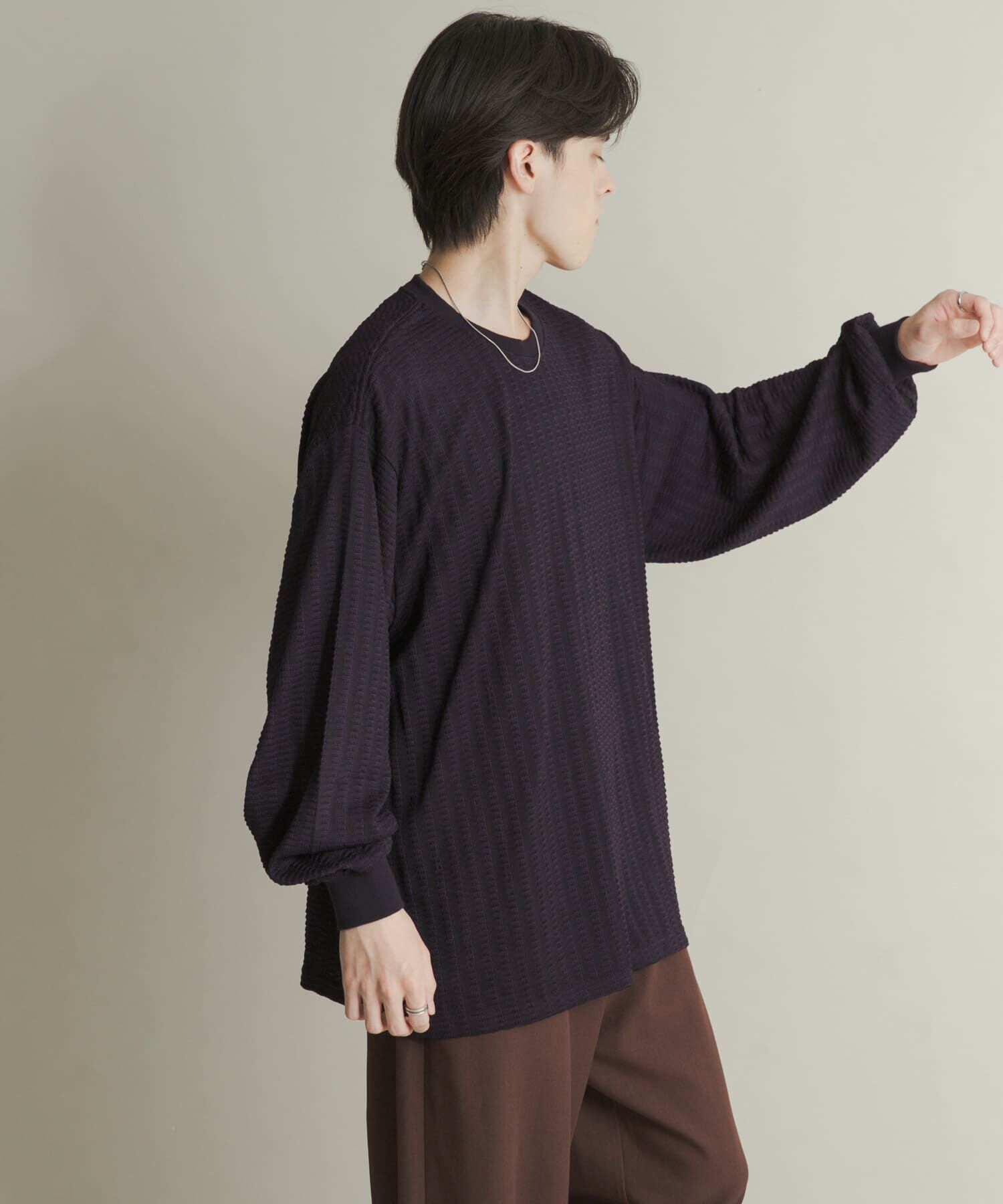 SENSE OF PLACE by URBAN RESEARCH「ライトワッフルクルーネックロングTシャツ」|Tシャツ・カットソー|