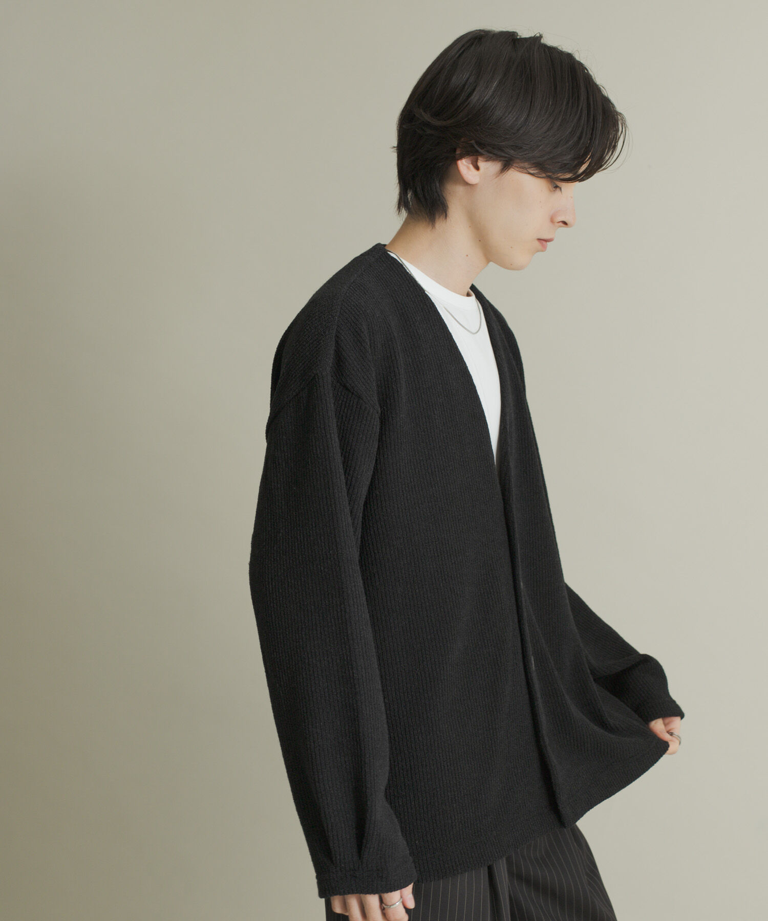 SENSE OF PLACE by URBAN RESEARCH「ウールタッチジャージカーディガン」|カーディガン|ブラック