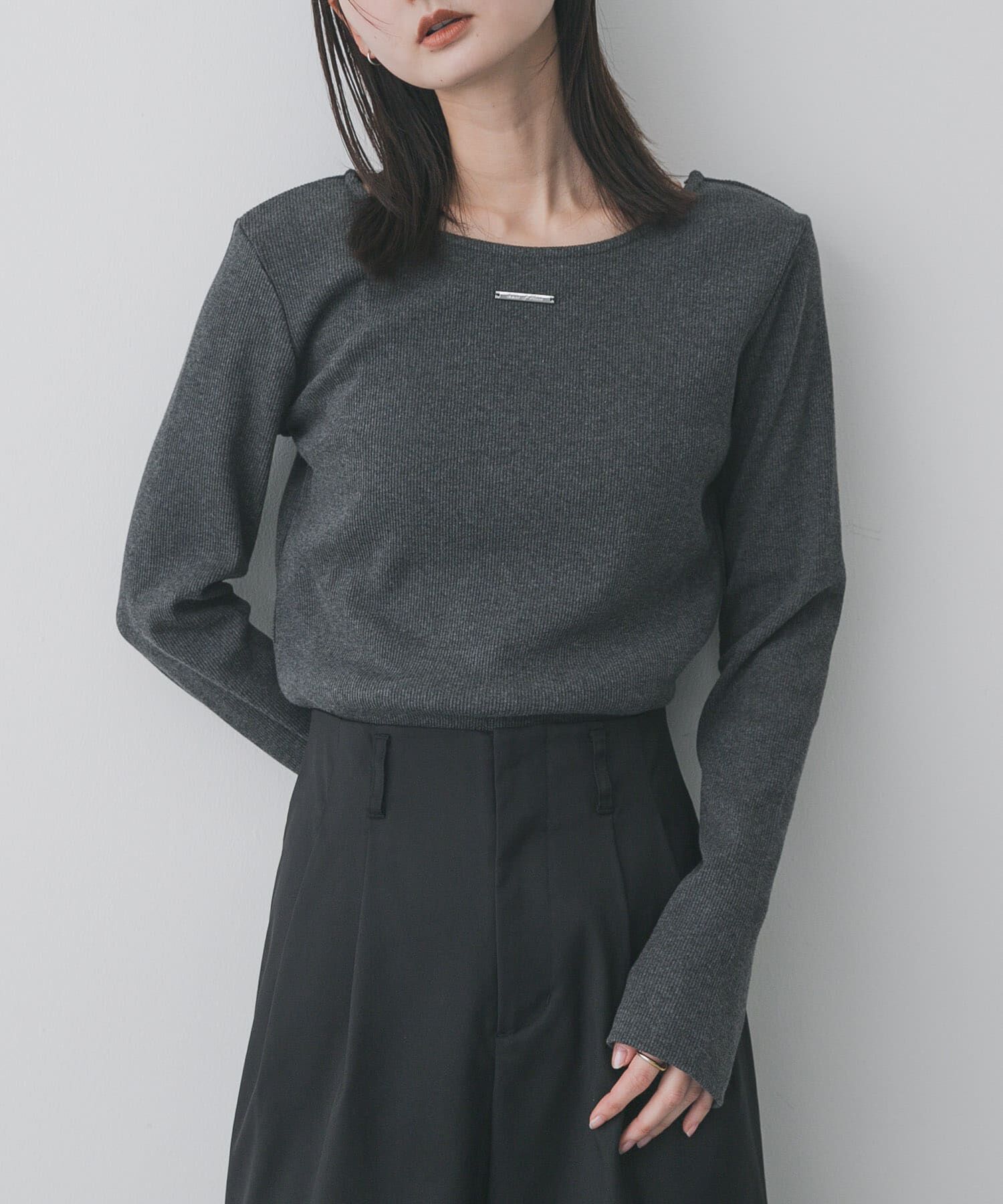 SENSE OF PLACE by URBAN RESEARCH「プレートツキバレエネックトップ」|Tシャツ・カットソー|チャコールグレー