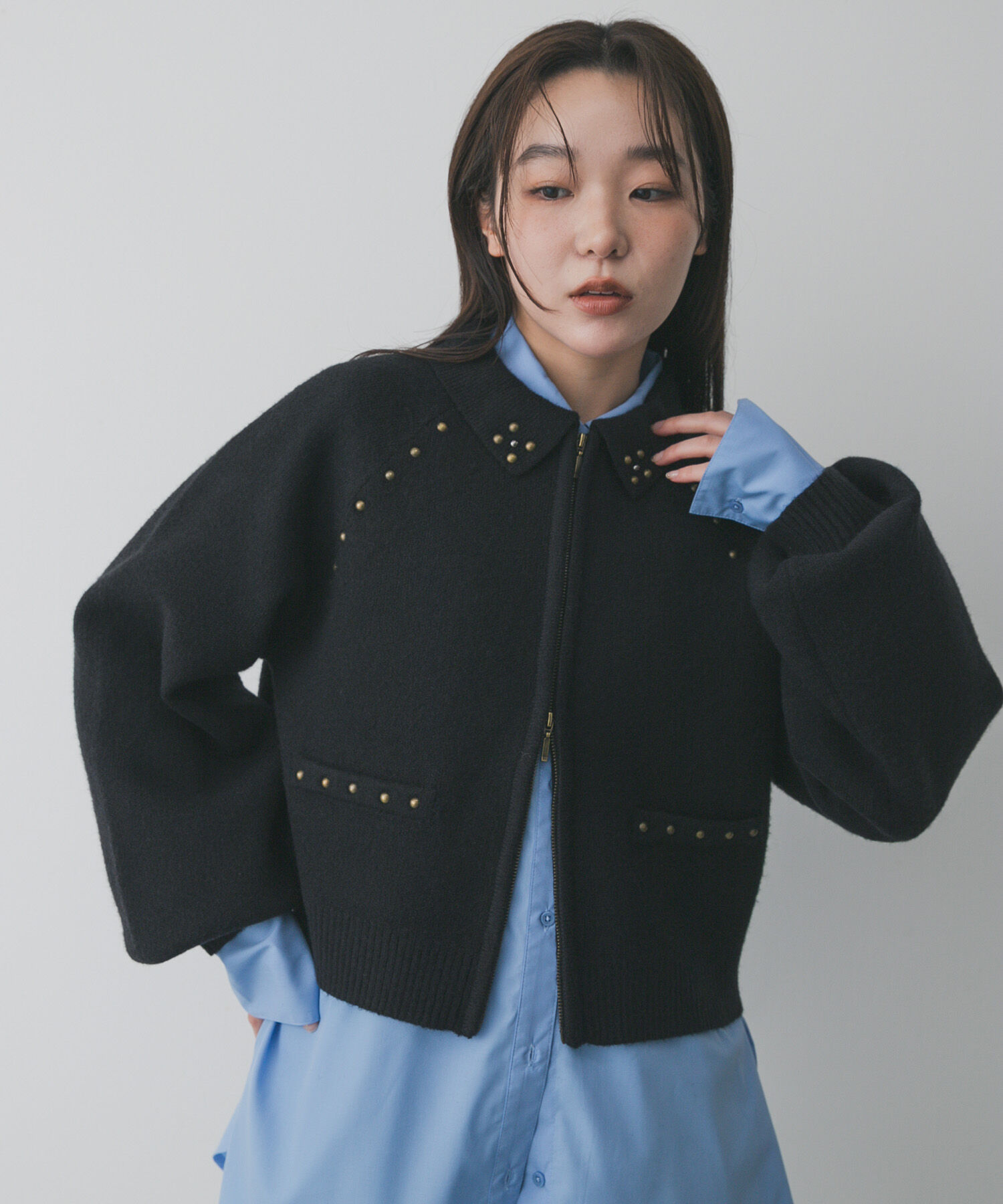 SENSE OF PLACE by URBAN RESEARCH「『洗濯可』スタッズデザインカーディガン」|カーディガン|