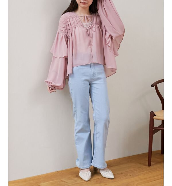 MAJESTICLEGON「ボリュームギャザーブラウス」|シャツ・ブラウス|ピンク