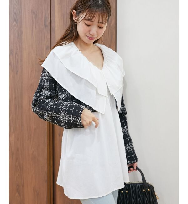 MAJESTICLEGON「ビッグフリルカラーチュニックブラウス」|シャツ・ブラウス|