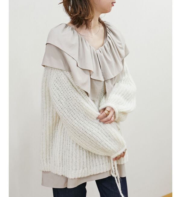 MAJESTICLEGON「ビッグフリルカラーチュニックブラウス」|シャツ・ブラウス|ベージュ