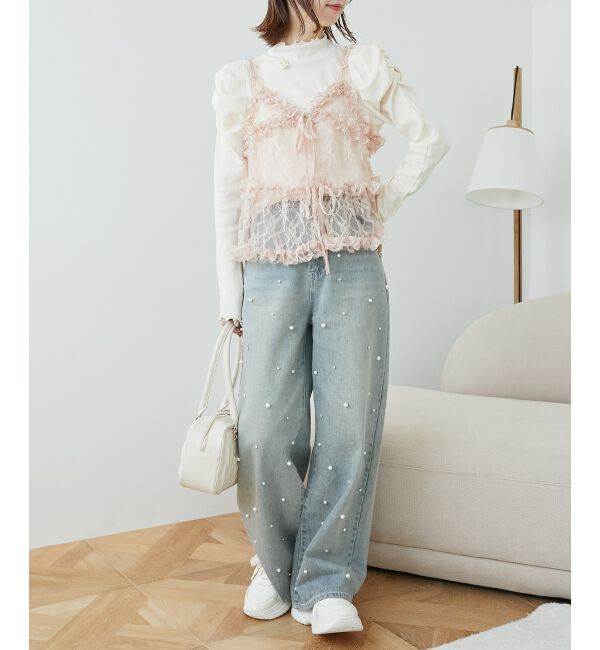 MAJESTICLEGON「フリルレースシアービスチェ」|キャミソール|