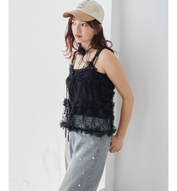 MAJESTICLEGON「フリルレースシアービスチェ」|キャミソール|