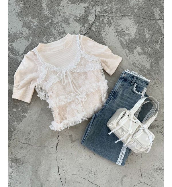 MAJESTICLEGON「フリルレースシアービスチェ」|キャミソール|