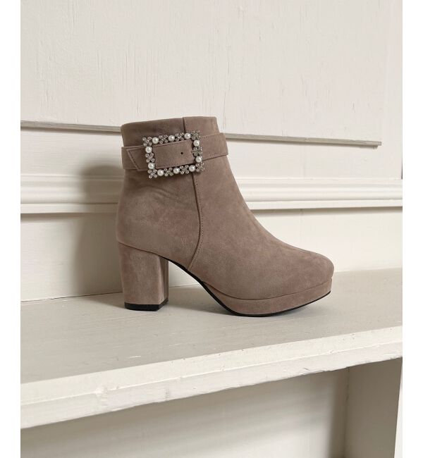 MAJESTICLEGON「パールビジューバックルブーツ」|ショートブーツ|