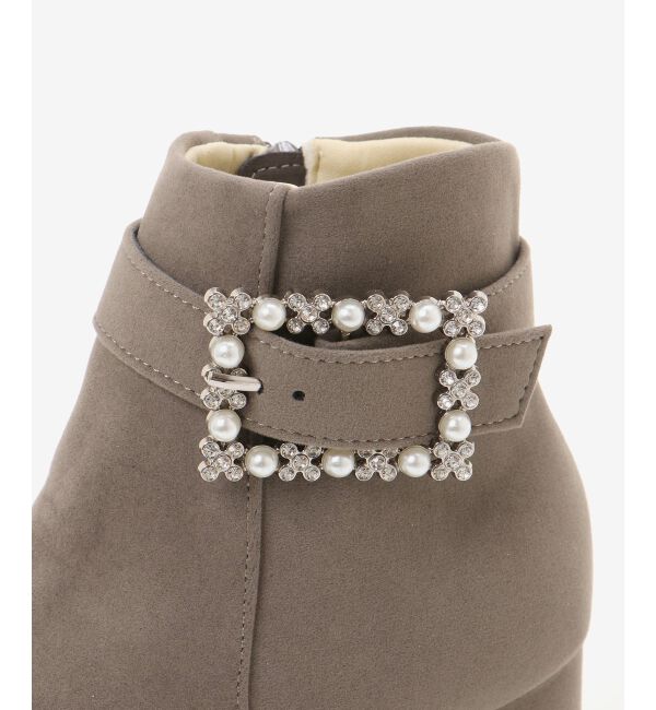 MAJESTICLEGON「パールビジューバックルブーツ」|ショートブーツ|