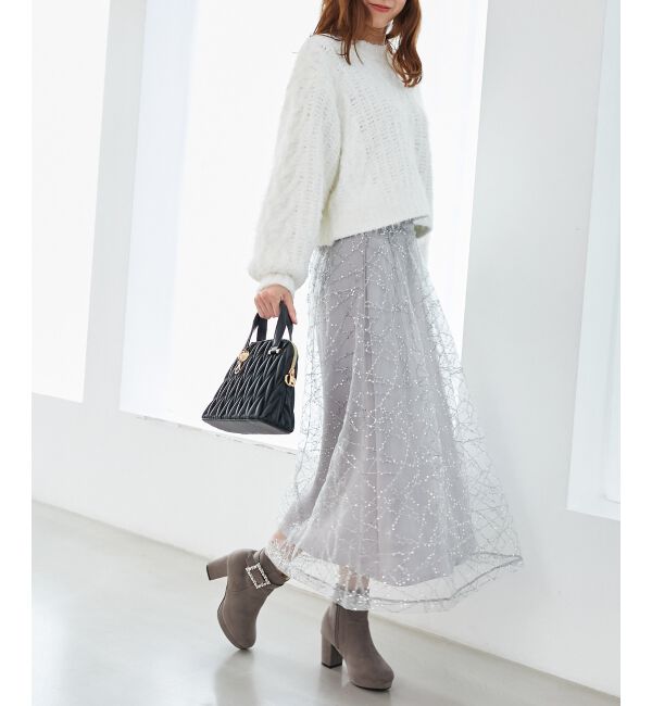 MAJESTICLEGON「パールビジューバックルブーツ」|ショートブーツ|