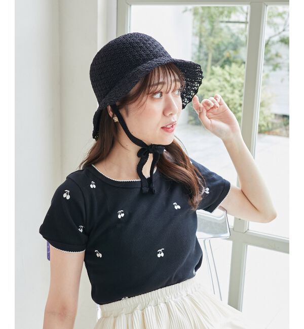  「レース編みハット」|ハット|ブラック