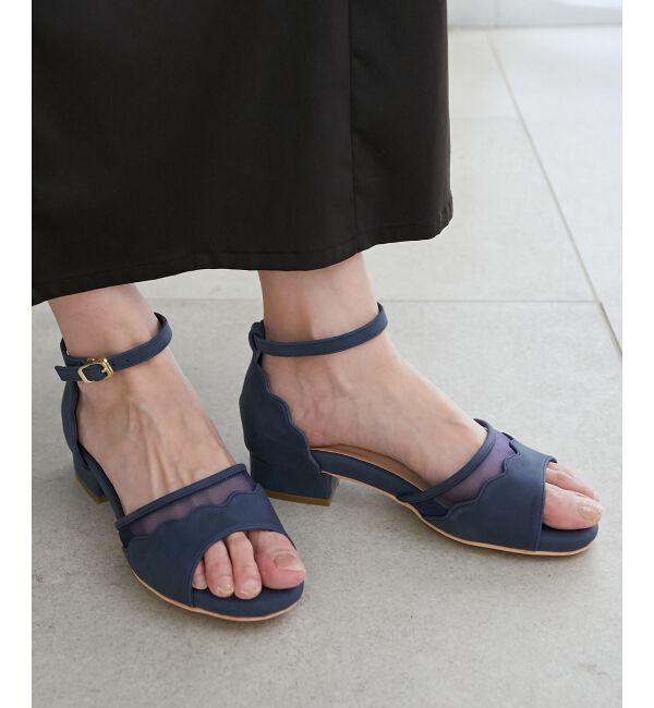  「スカラップローヒールサンダル」|サンダル|